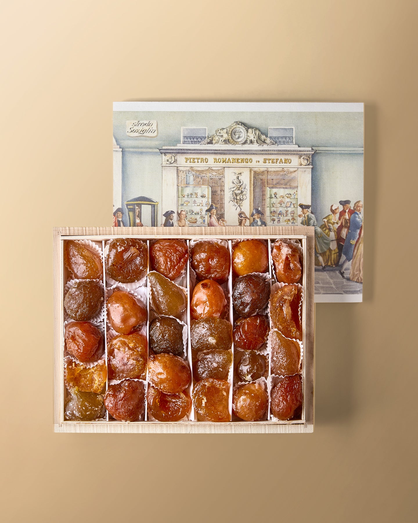 Glazed Candied Fruits in a Wooden Box