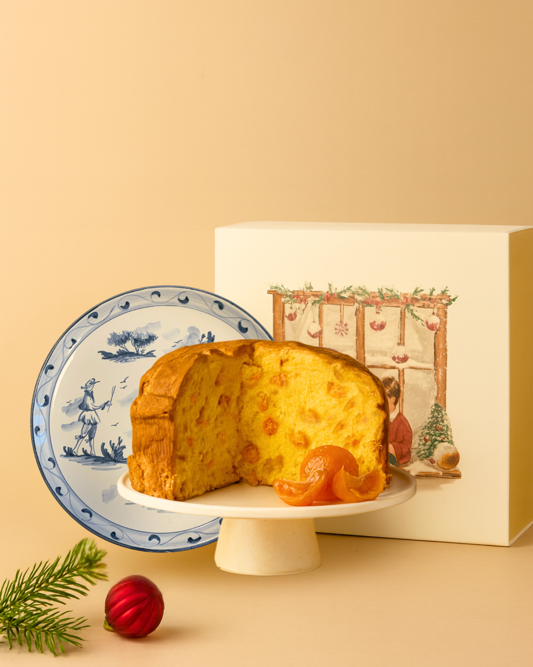 Panettone Artigianale con Confezione di Legno e Ceramica di Albissola 1 kg