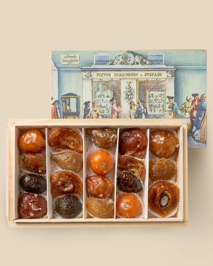 Confezione in Legno di Frutta Candita Ghiacciata