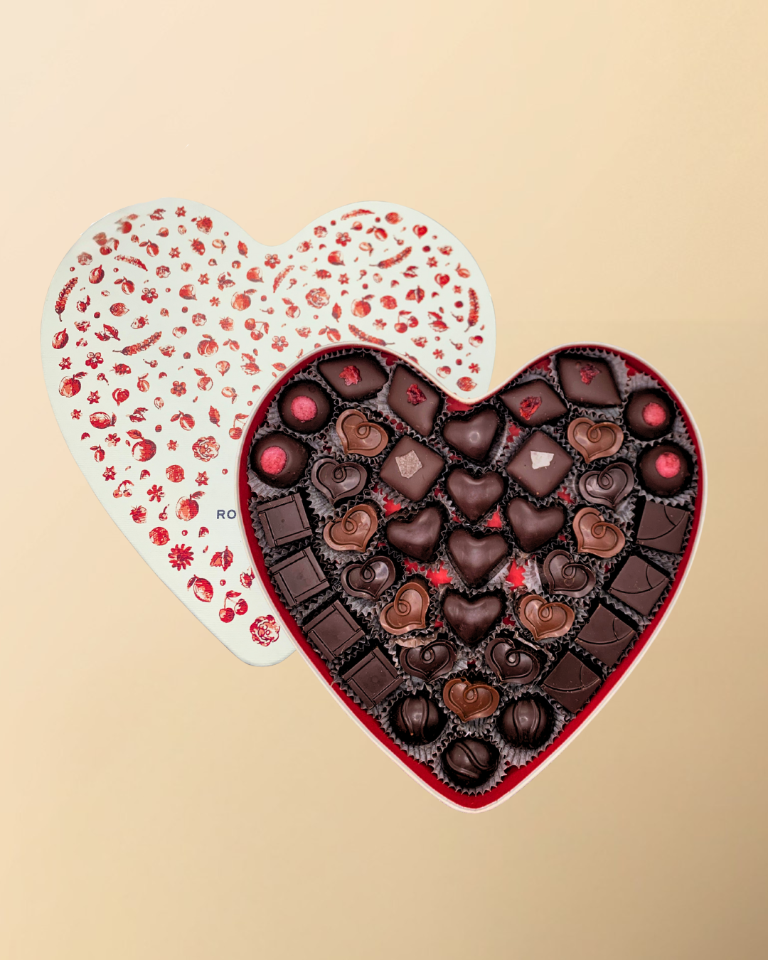 Heart-shaped "Precious Selection of Chocolates" gift box
