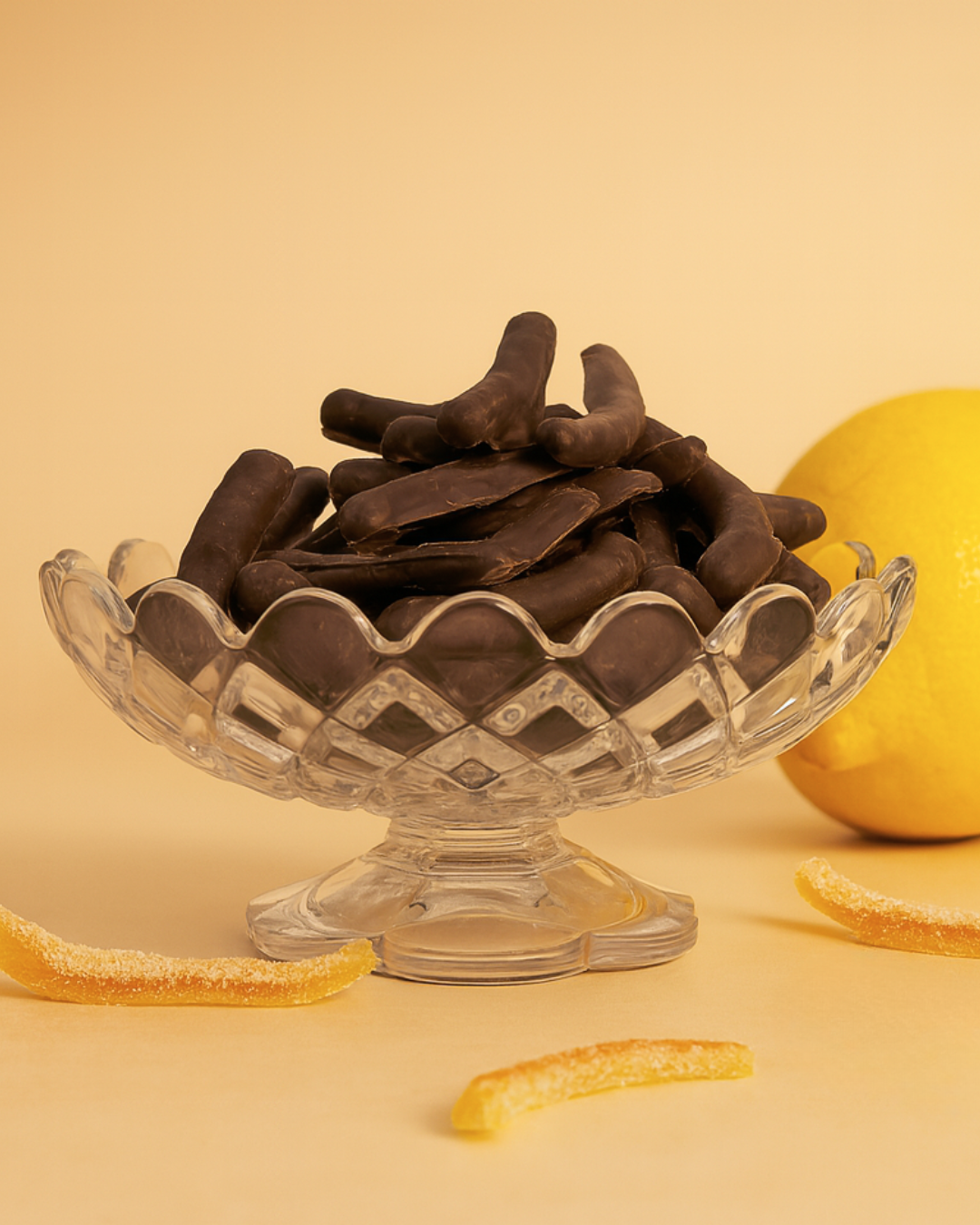 Scorzette di Limone Ricoperte di Cioccolato Fondente